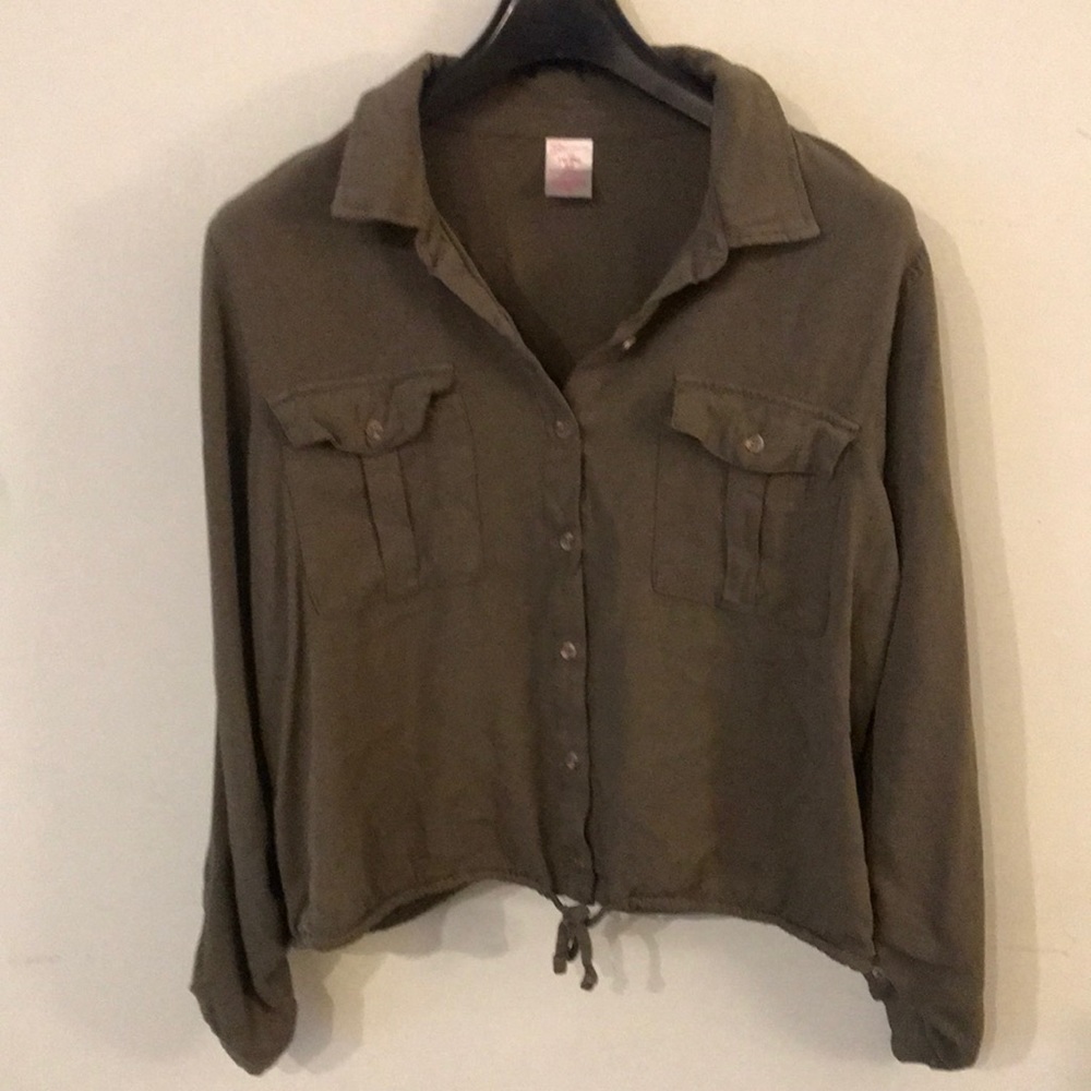 No Boundaries Green Cropped Blouse